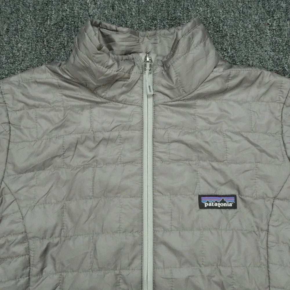 Patagonia Jacket Women Small Gray Nano Puff Full Zip Pockets Quilted Primaloft *